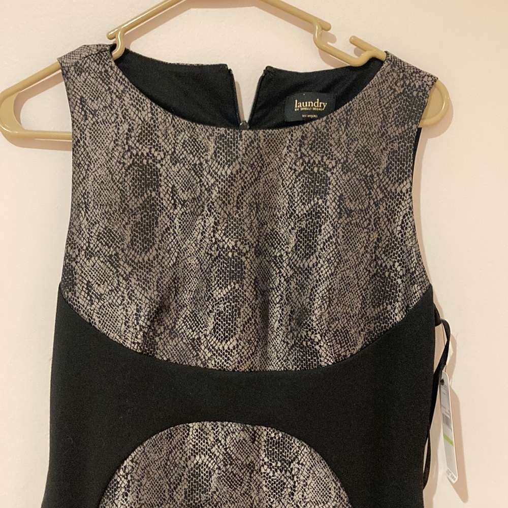 Evening wear dress- silver snake skin and black